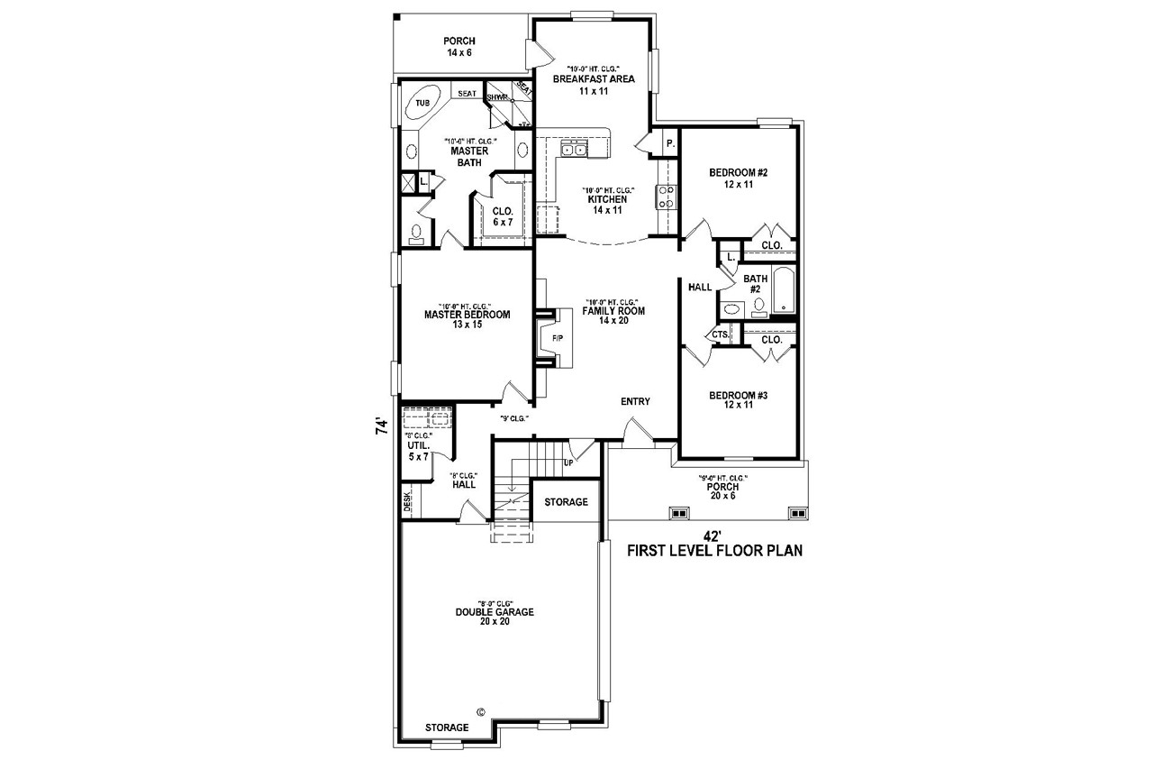 Craftsman House Plan - 31395 - 1st Floor Plan