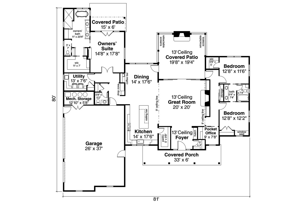 Farmhouse House Plan - Boulderfield 32005 - 1st Floor Plan