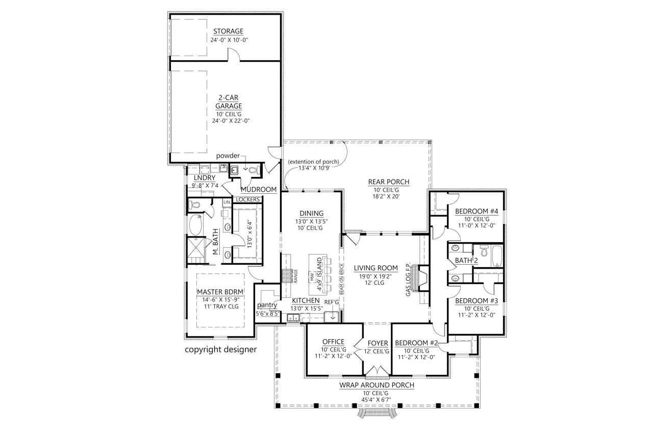 Southern House Plan - Atchafalaya 32189 - 1st Floor Plan