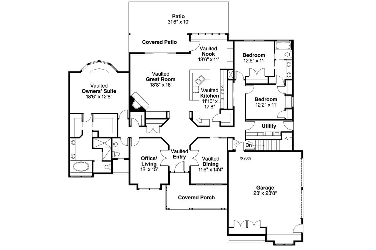 Ranch House Plan - Rainier 32681 - 1st Floor Plan