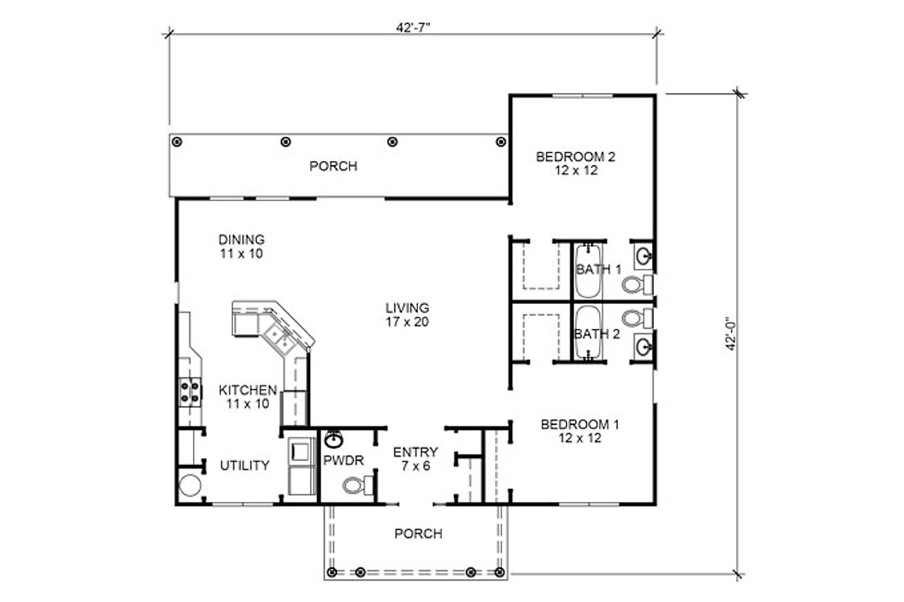 Cottage House Plan - Carrington 32808 - 1st Floor Plan