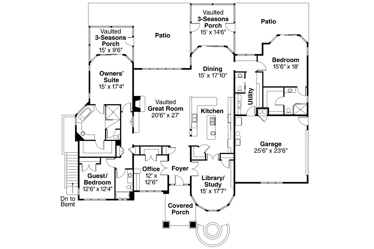 Prairie House Plan - Metolius 32817 - 1st Floor Plan