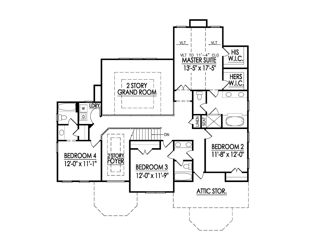 Traditional House Plan - 32861 - 2nd Floor Plan