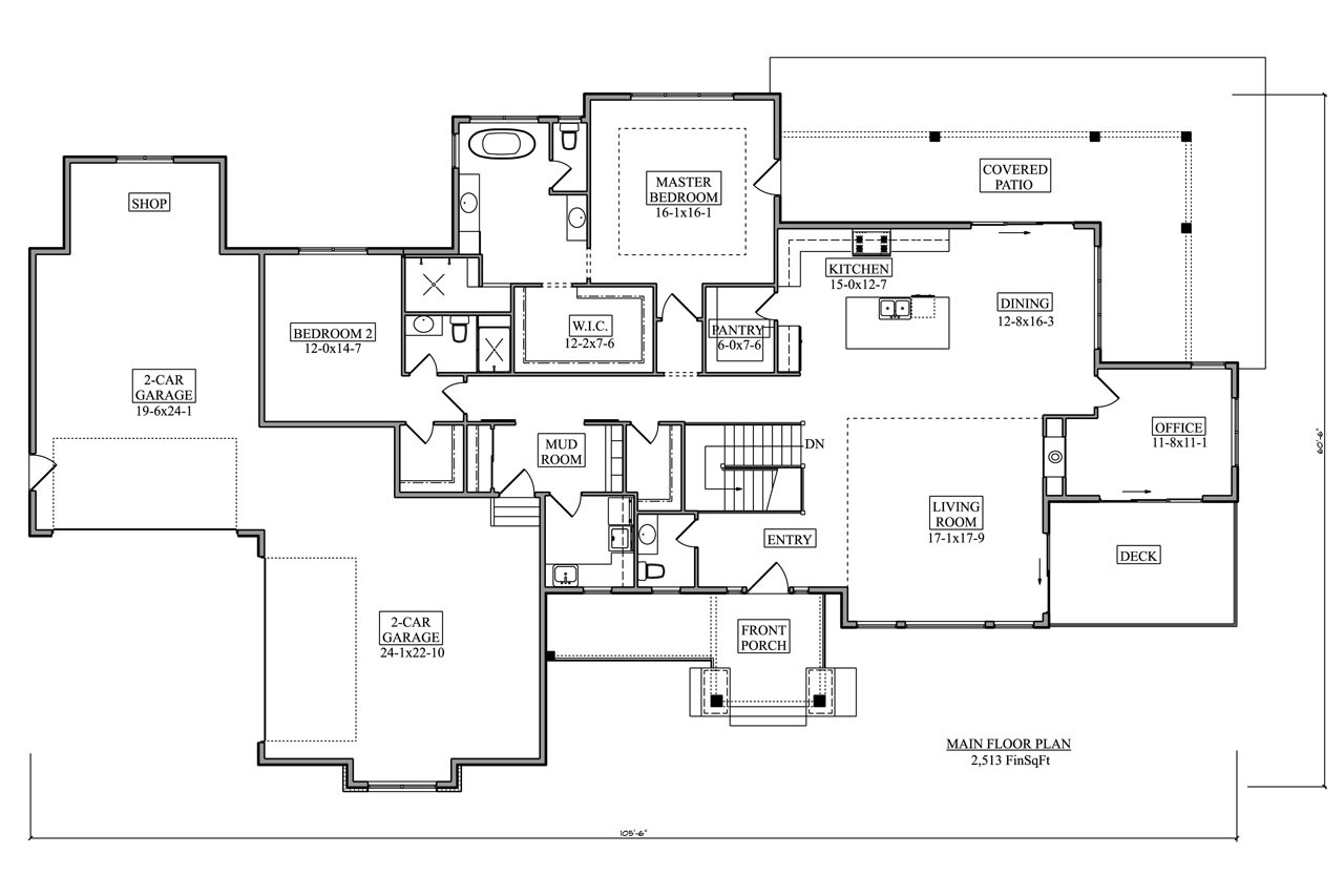 Modern House Plan - Sweetgrass 32999 - 1st Floor Plan