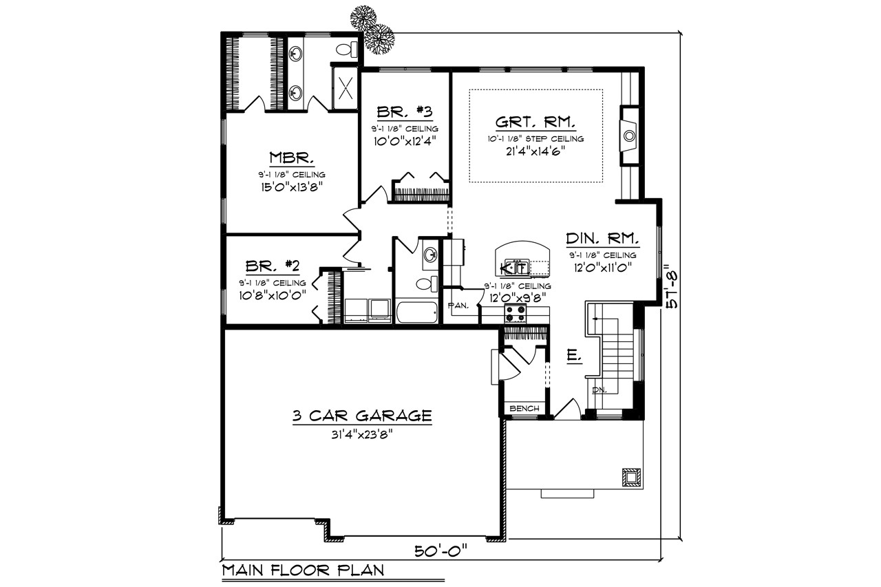 Craftsman House Plan - 33797 - 1st Floor Plan