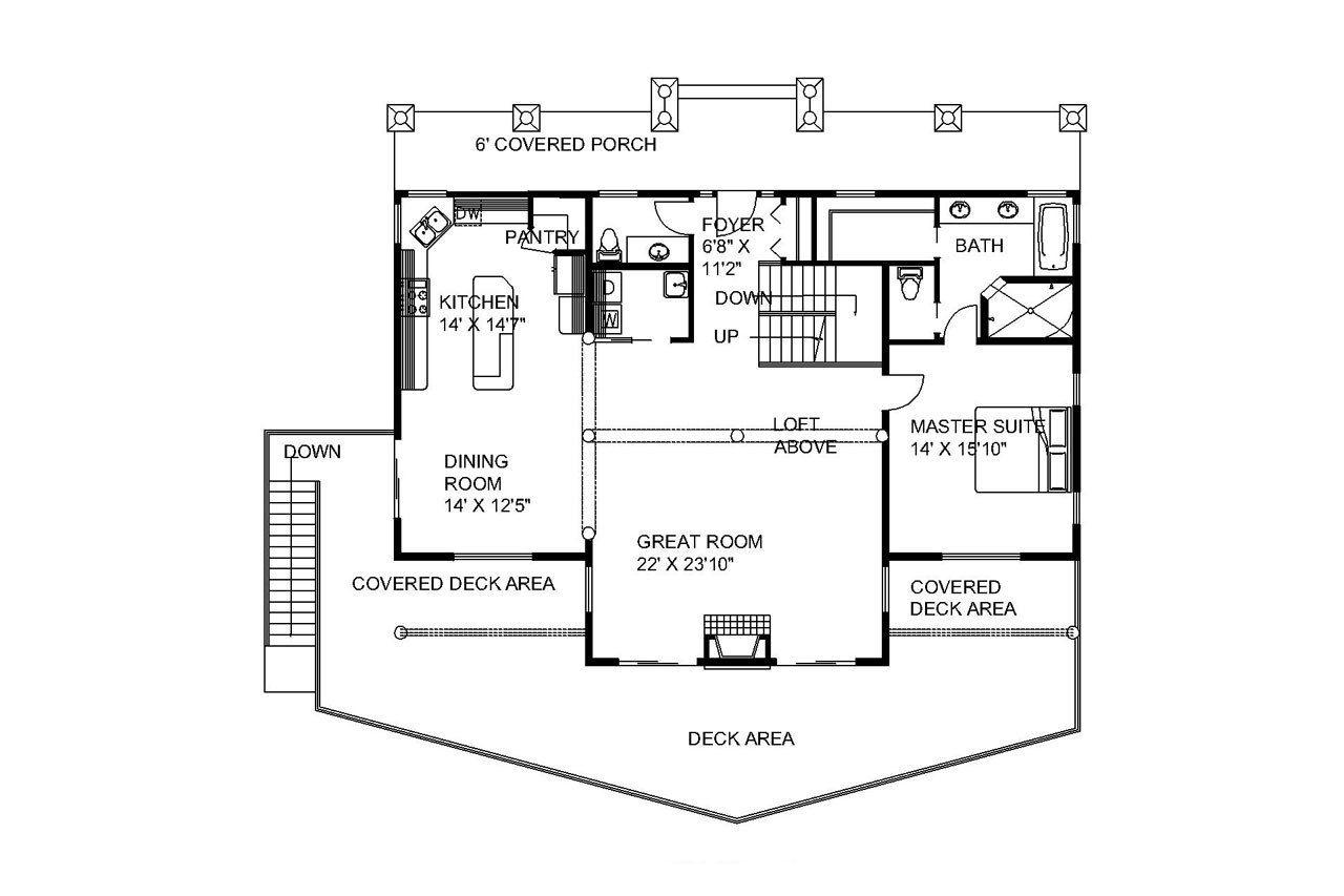 Lodge Style House Plan - 34482 - 1st Floor Plan