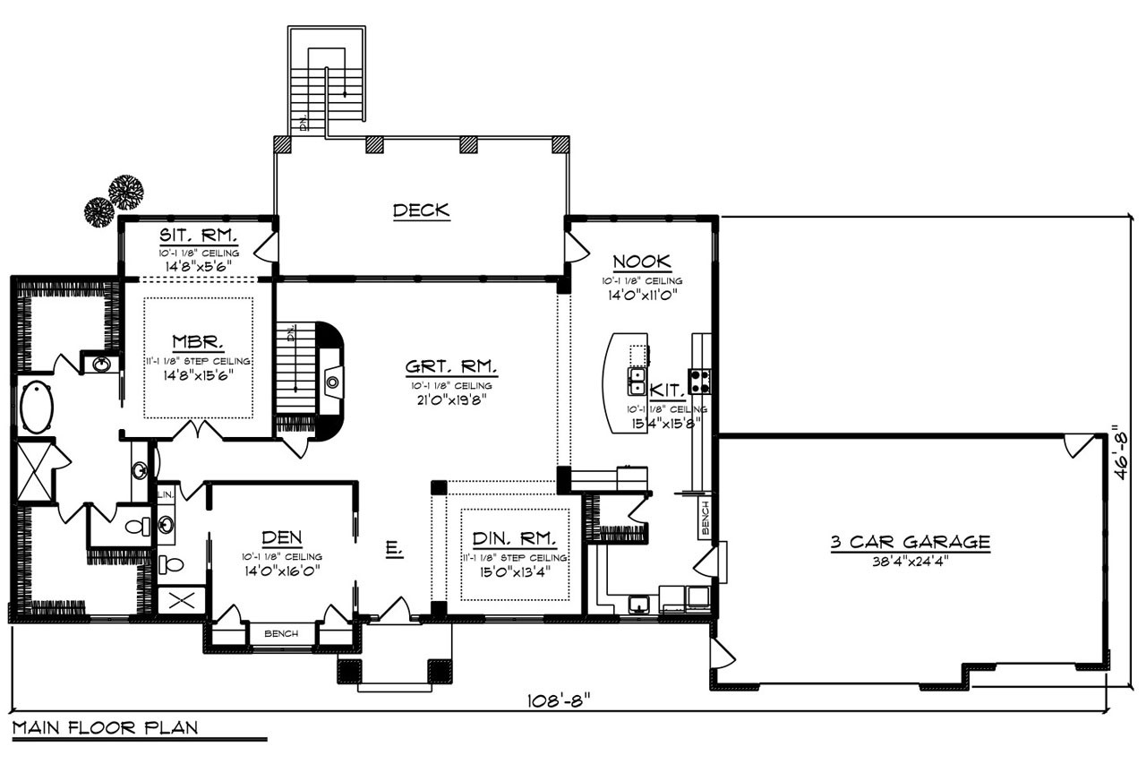 Ranch House Plan - 34676 - 1st Floor Plan