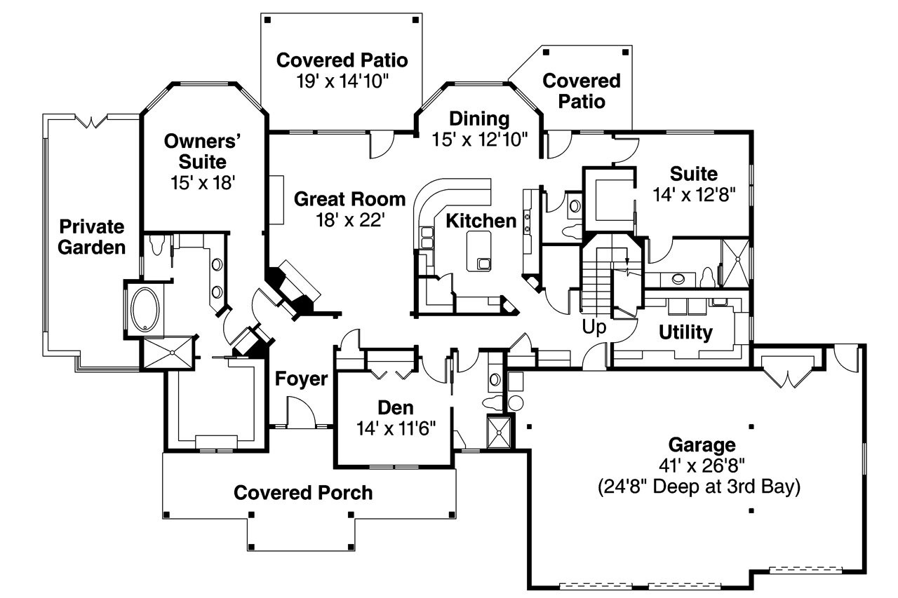 Craftsman House Plan - Cedar Creek 34749 - 1st Floor Plan