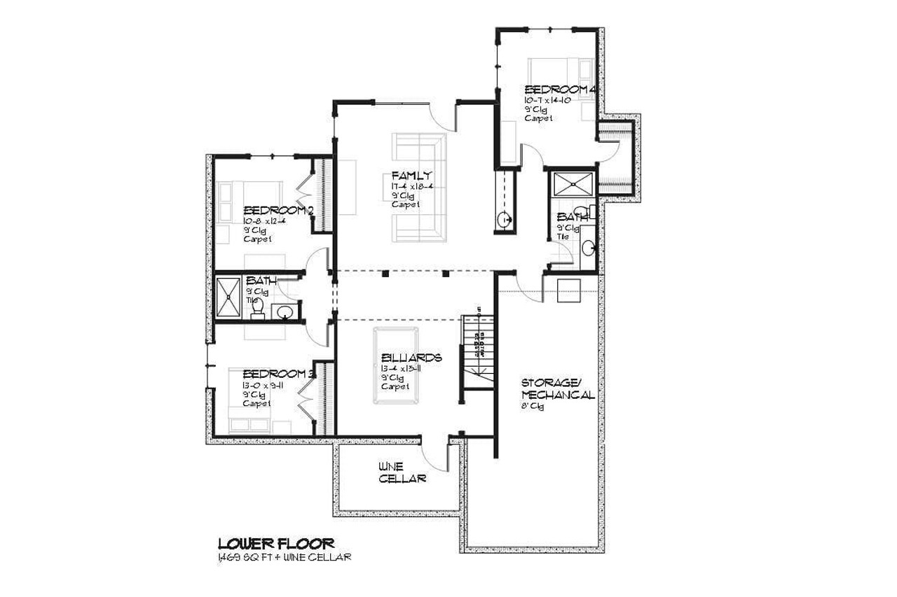 Secondary Image - European House Plan - Geneva 34753 - Basement Floor Plan