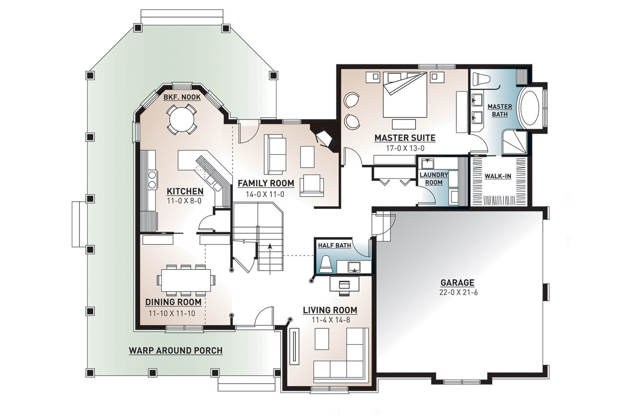 Traditional House Plan - Tristan 35473 - 1st Floor Plan