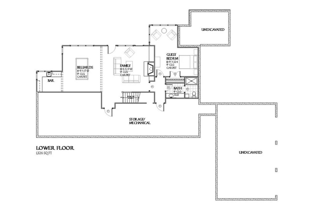 Farmhouse House Plan - Darby 36428 - Basement Floor Plan