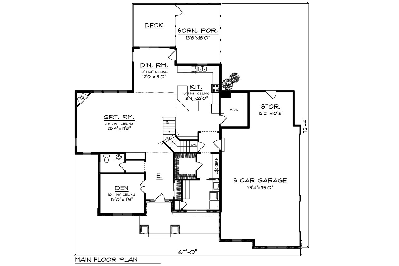 Craftsman House Plan - 36819 - 1st Floor Plan