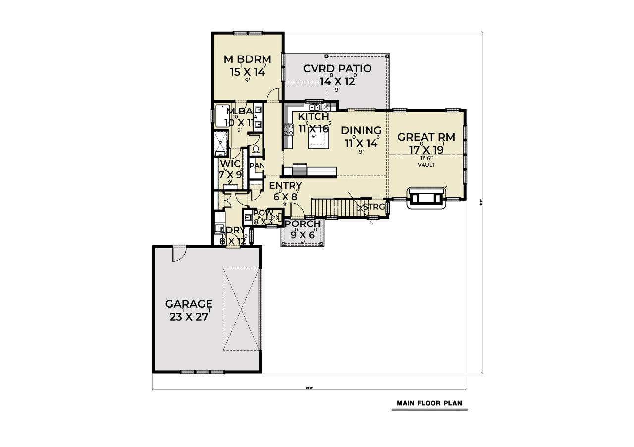 Craftsman House Plan - 36916 - 1st Floor Plan