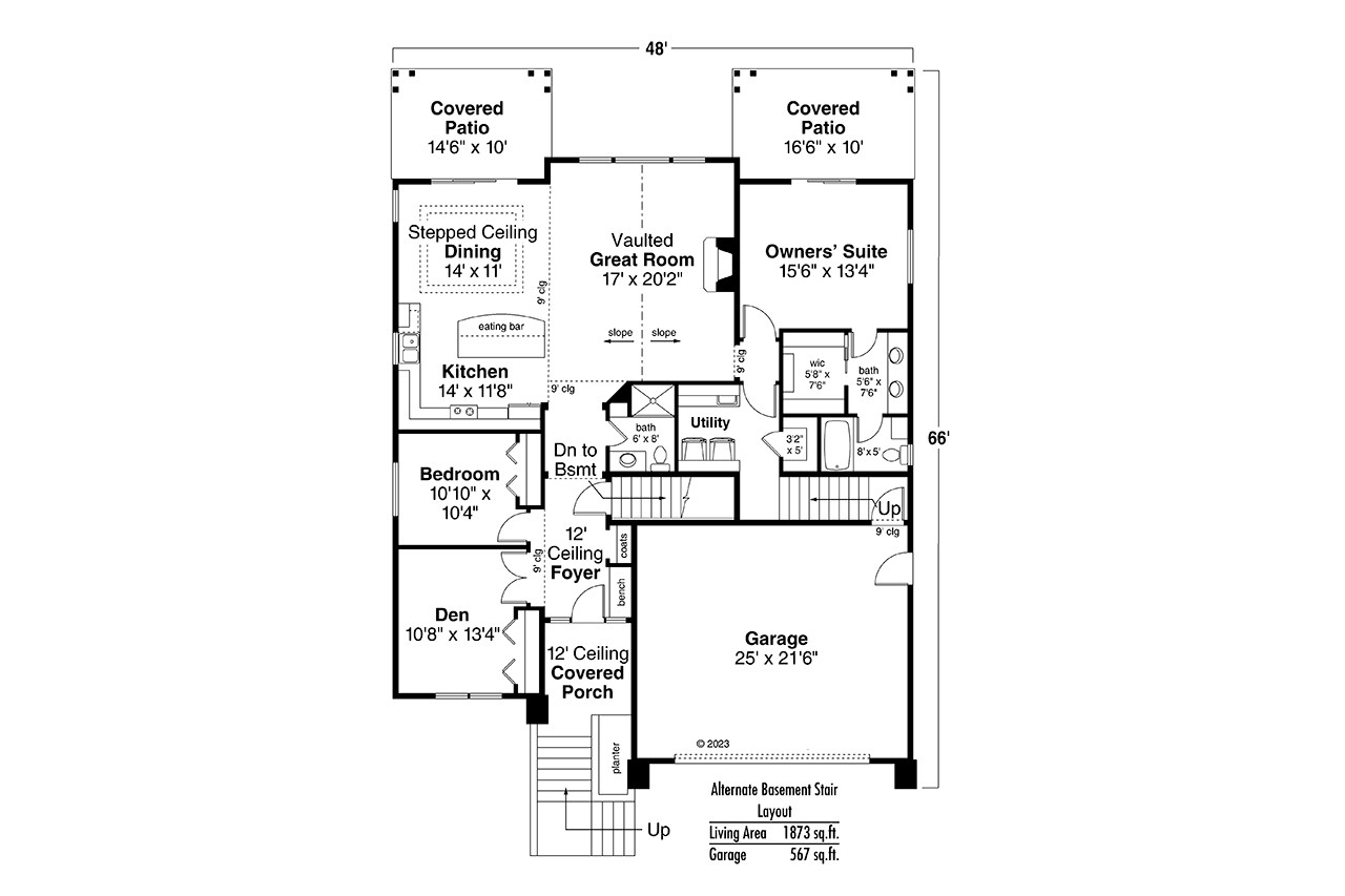 Alternate Basement Floor Plan - Optional Floor Plan