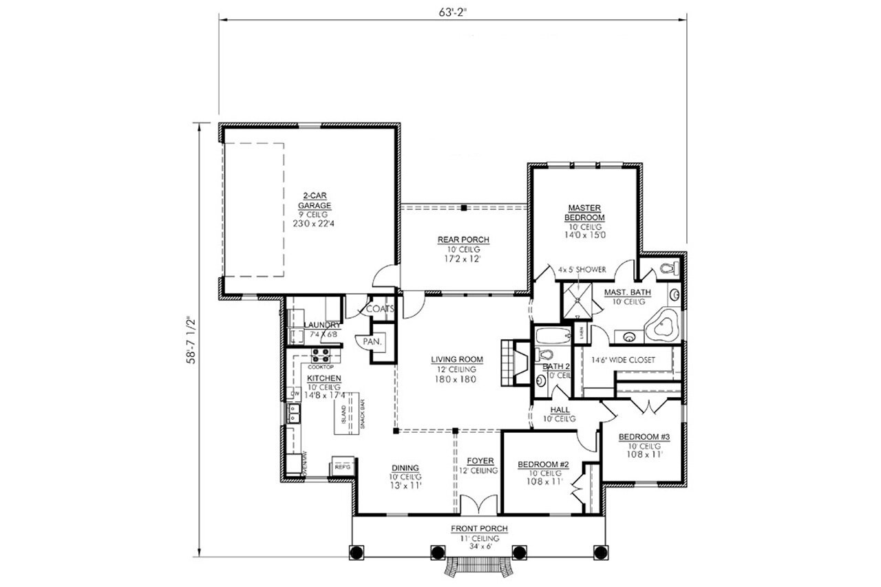 European House Plan - Laurel 37536 - 1st Floor Plan