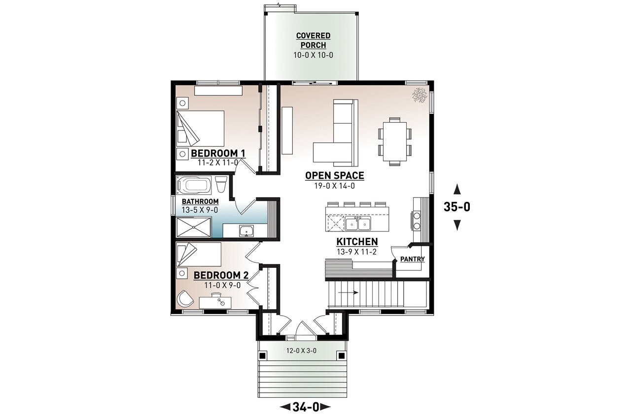 Modern House Plan - Chai 3 38123 - 1st Floor Plan