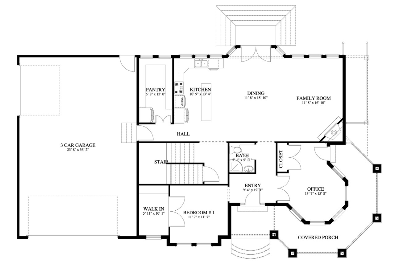 Victorian House Plan - Williams 38463 - 1st Floor Plan