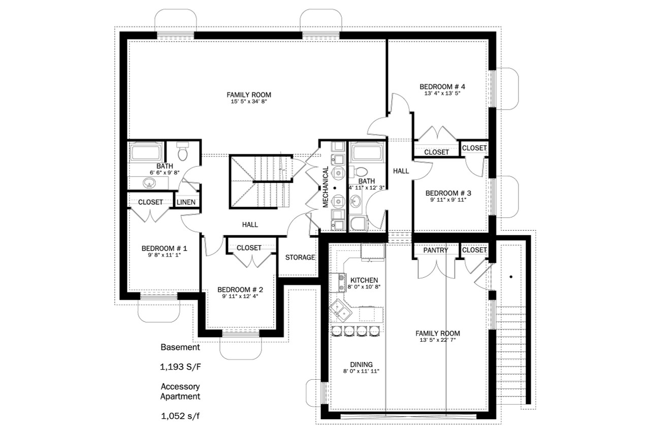 Ranch House Plan - Stubbs 38668 - Basement Floor Plan