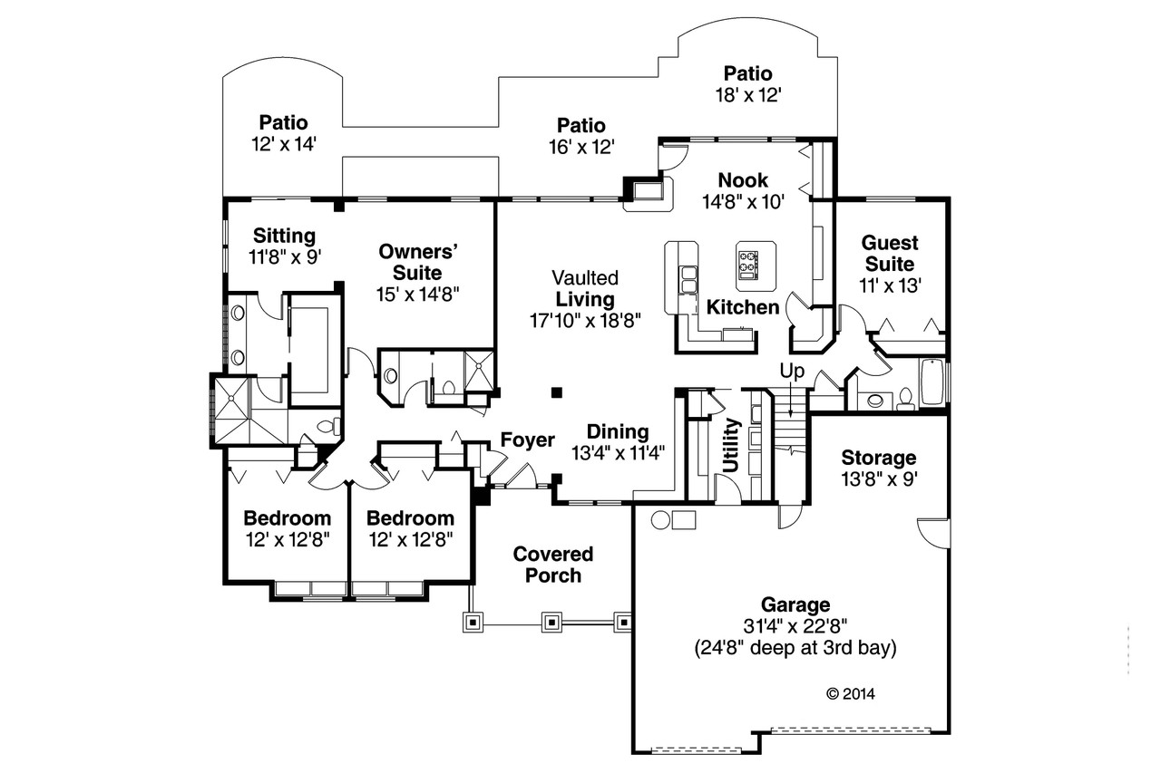 Craftsman House Plan - Pinedale 39253 - 1st Floor Plan