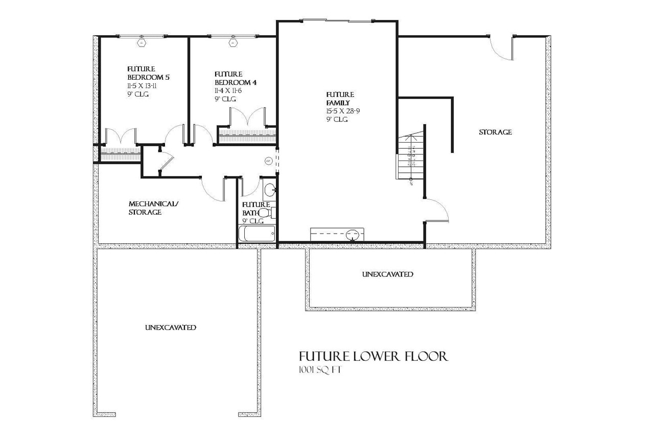 Secondary Image - Ranch House Plan - Montana 39708 - Basement Floor Plan