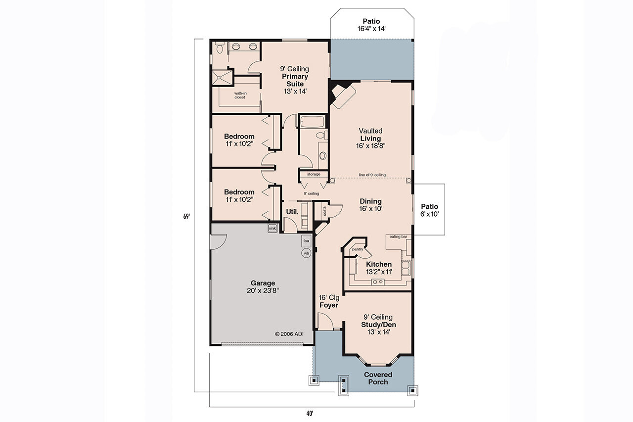 Craftsman House Plan - Bergstrom 39803 - 1st Floor Plan