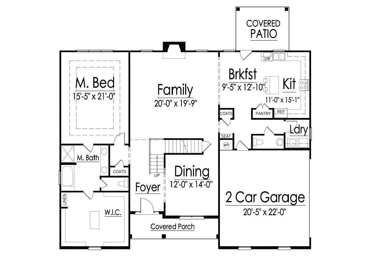 Traditional House Plan - 39947 - 1st Floor Plan