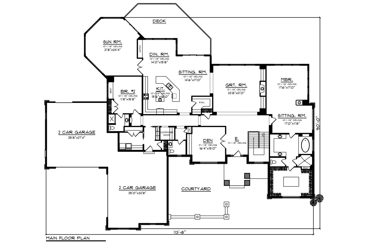 Ranch House Plan - 40038 - 1st Floor Plan