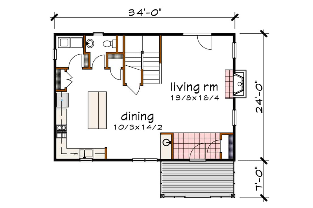 Modern House Plan - 40051 - 1st Floor Plan