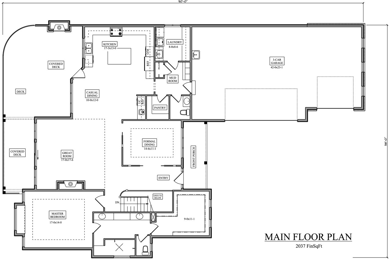 Craftsman House Plan - Kylin 40908 - 1st Floor Plan