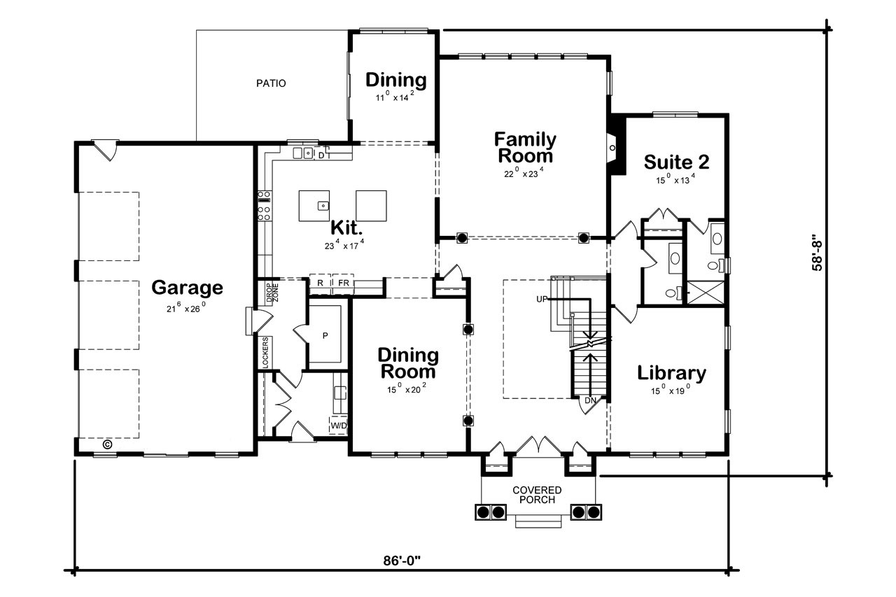 Cape Cod House Plan - Gambrelet Manor 41319 - 1st Floor Plan