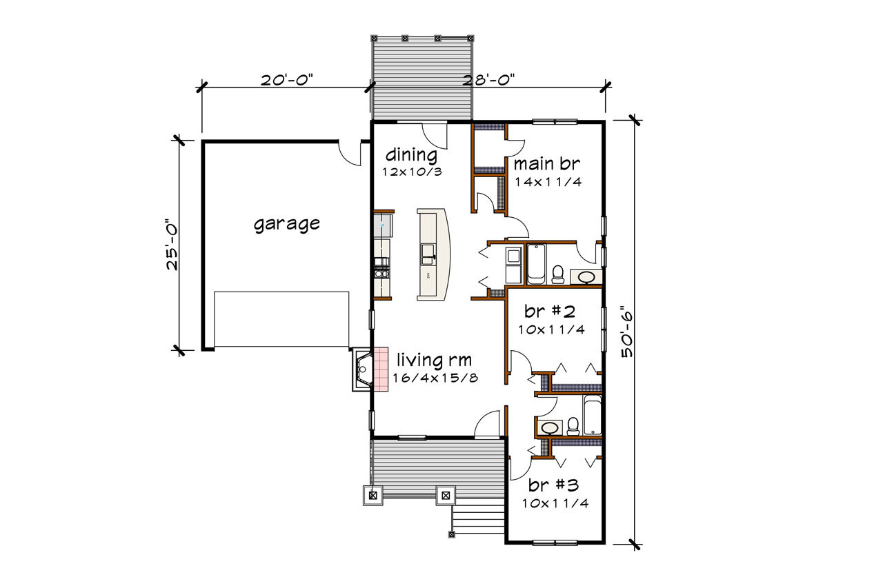Cottage House Plan - 41731 - 1st Floor Plan