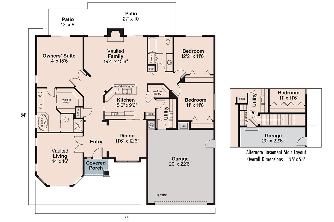 Ranch House Plan - Arvada 41850 - 1st Floor Plan