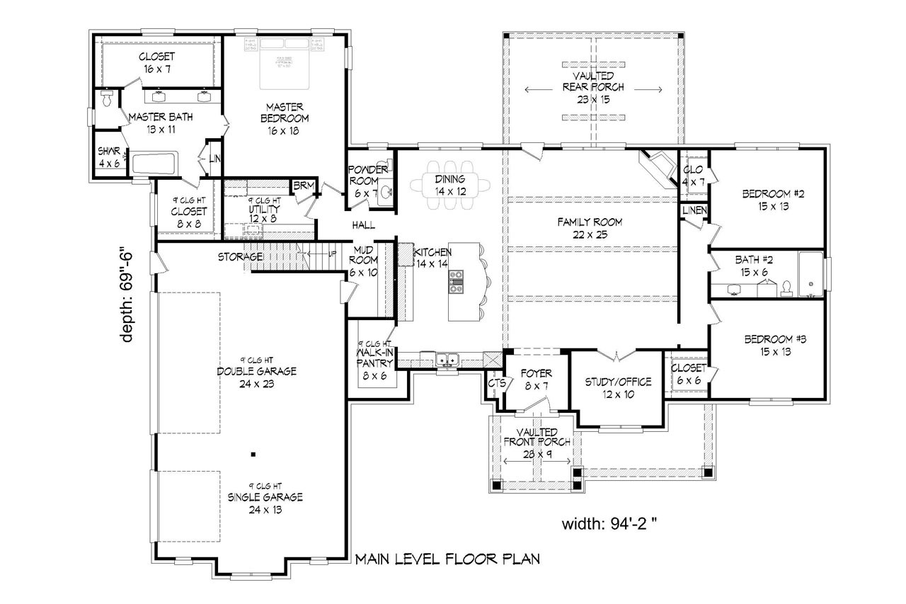 Craftsman House Plan - Begley Creek 42746 - 1st Floor Plan