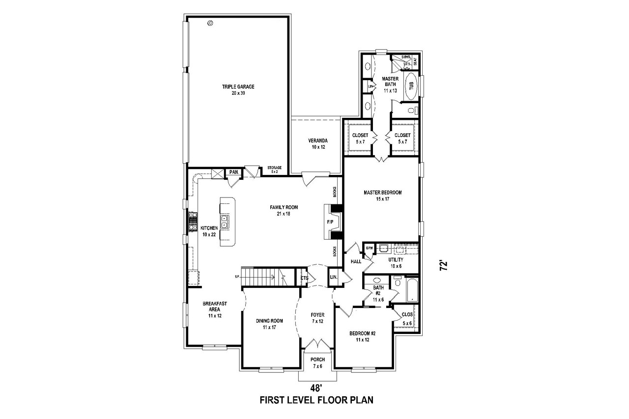 European House Plan - 42753 - 1st Floor Plan