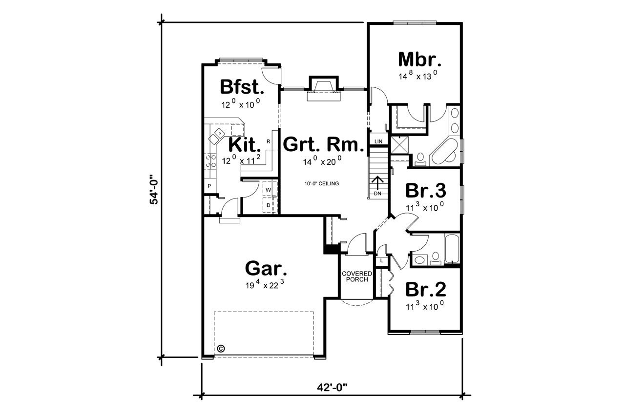 Traditional House Plan - Gabriel Bay II 42852 - 1st Floor Plan