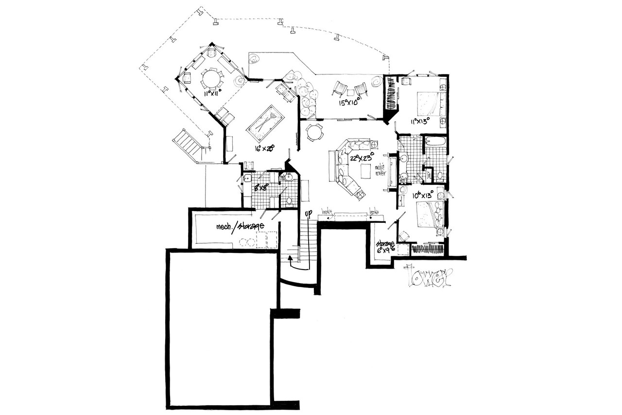 Craftsman House Plan - Oak Park 43103 - Basement Floor Plan