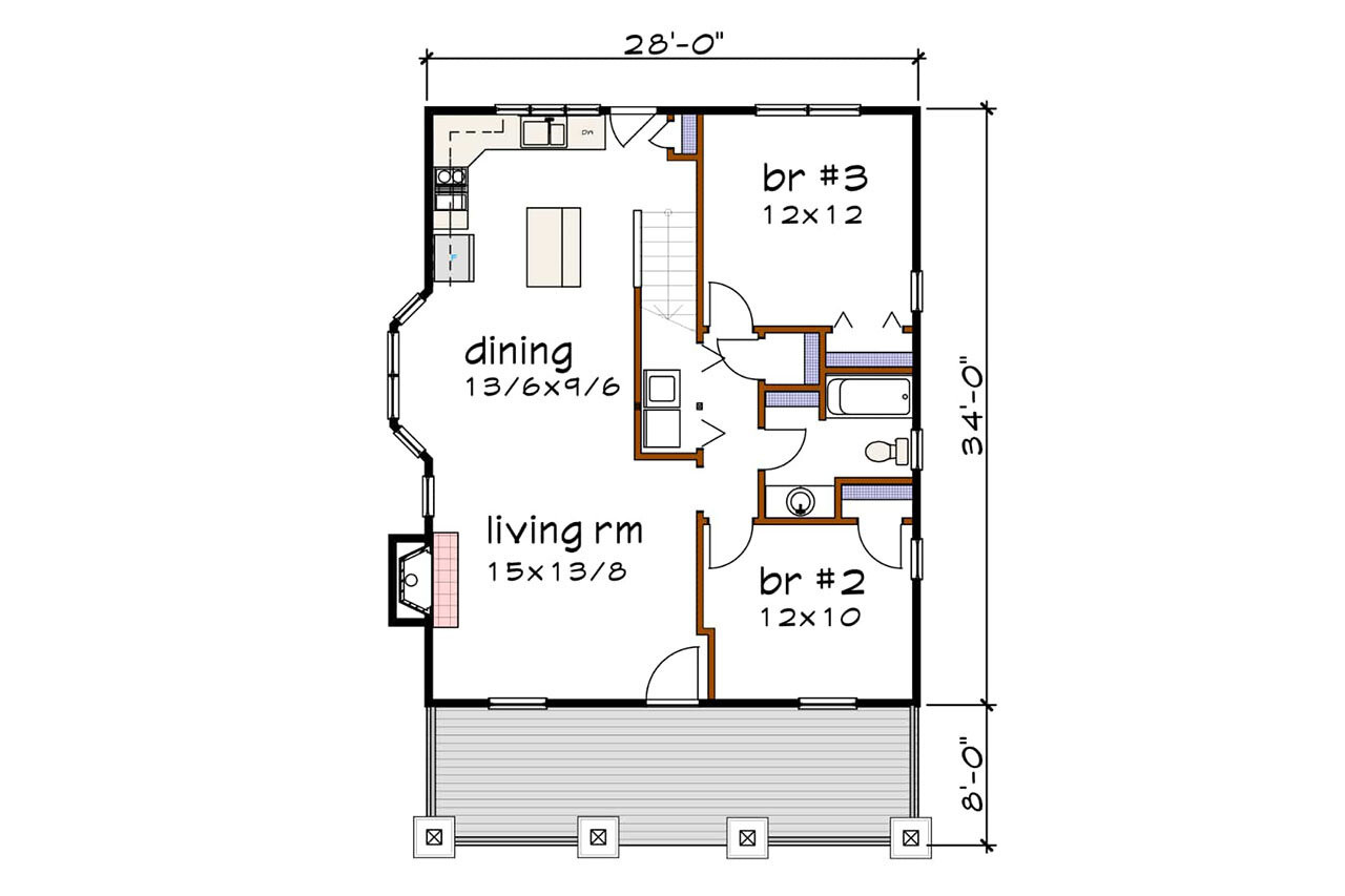 Bungalow House Plan - 43227 - 1st Floor Plan