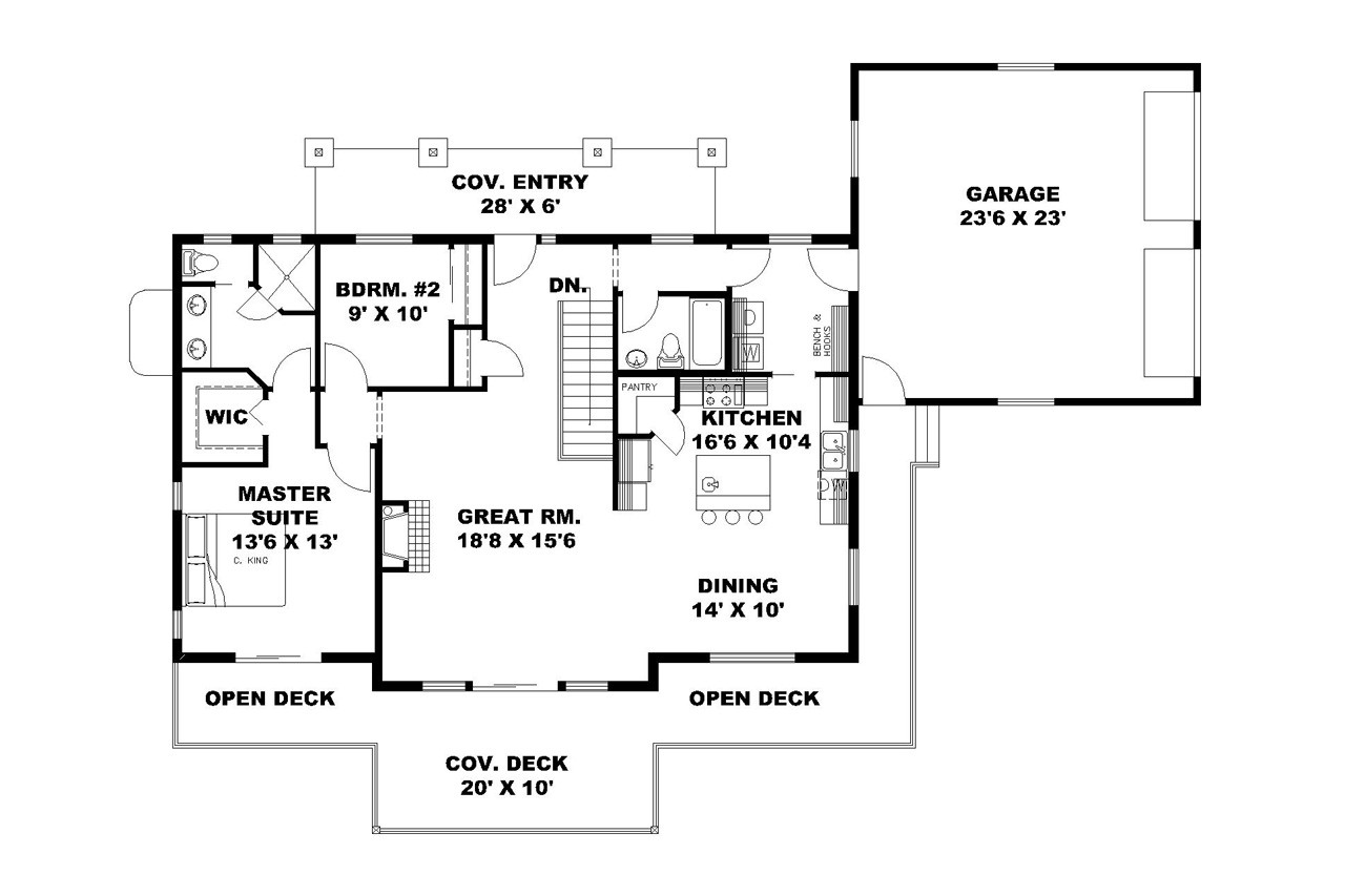 Craftsman House Plan - 43824 - 1st Floor Plan