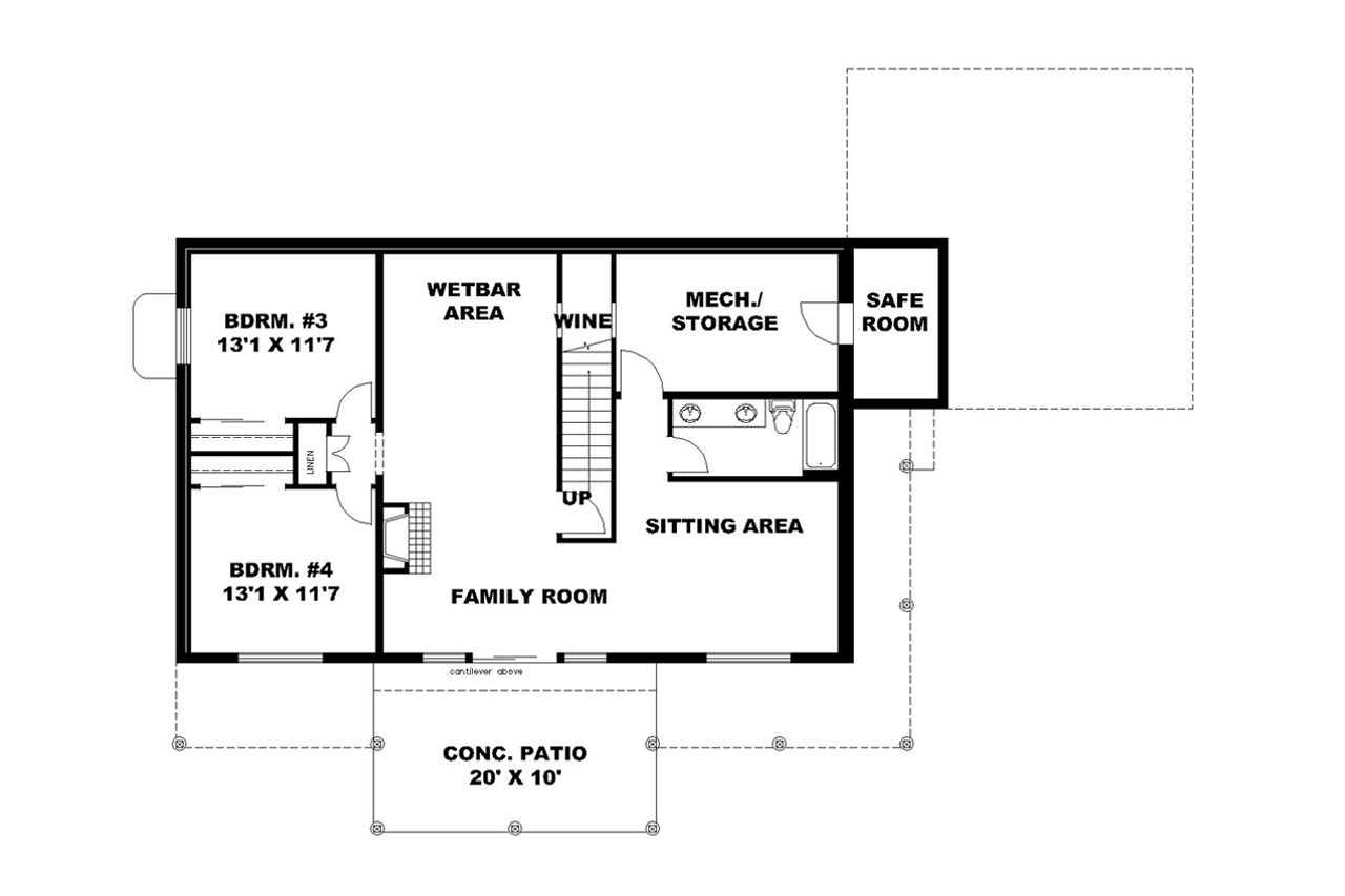 Secondary Image - Craftsman House Plan - 43824 - 2nd Floor Plan