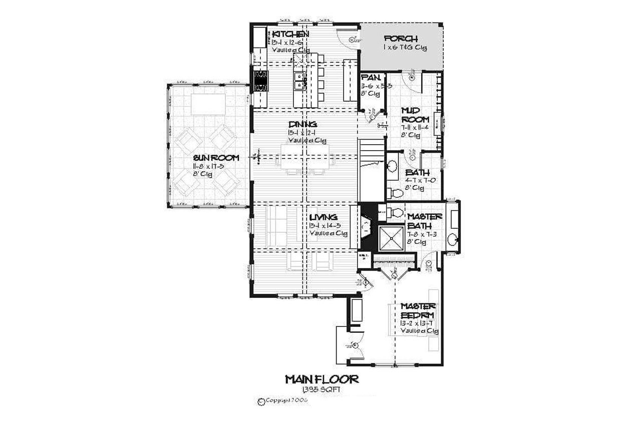 Traditional House Plan - Bayview 44361 - 1st Floor Plan