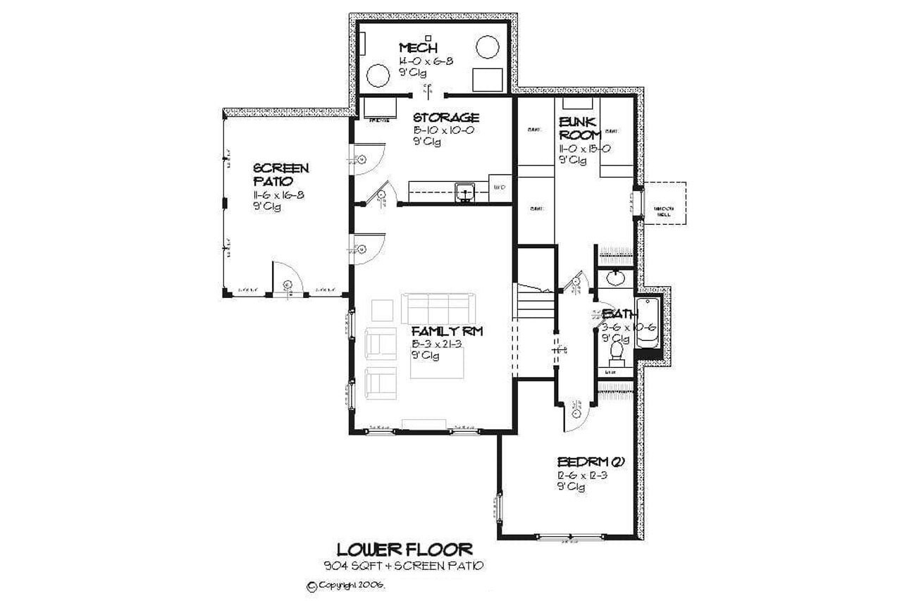 Traditional House Plan - Bayview 44361 - Basement Floor Plan