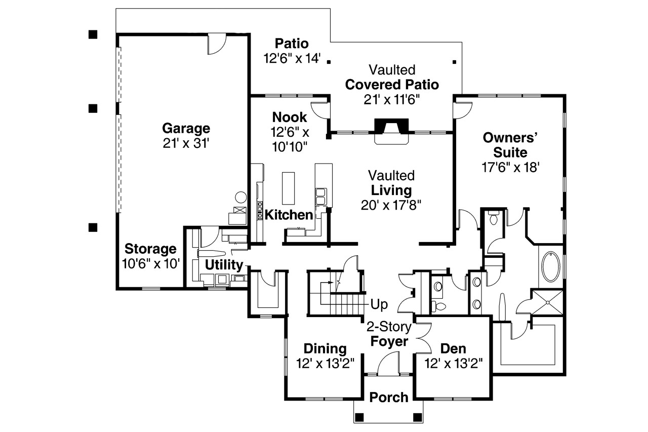 Traditional House Plan - Fairbanks 44415 - 1st Floor Plan
