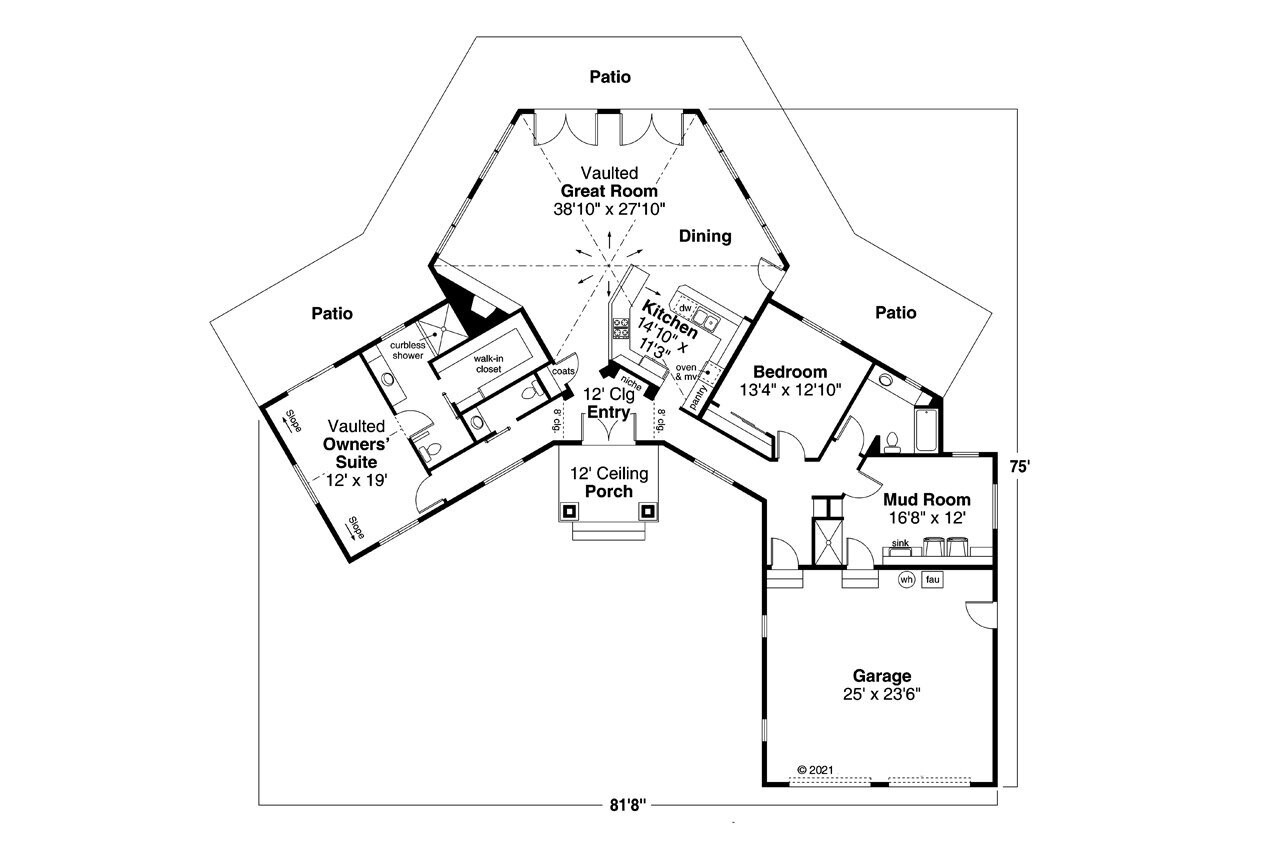 Craftsman House Plan - Percydale 44672 - 1st Floor Plan