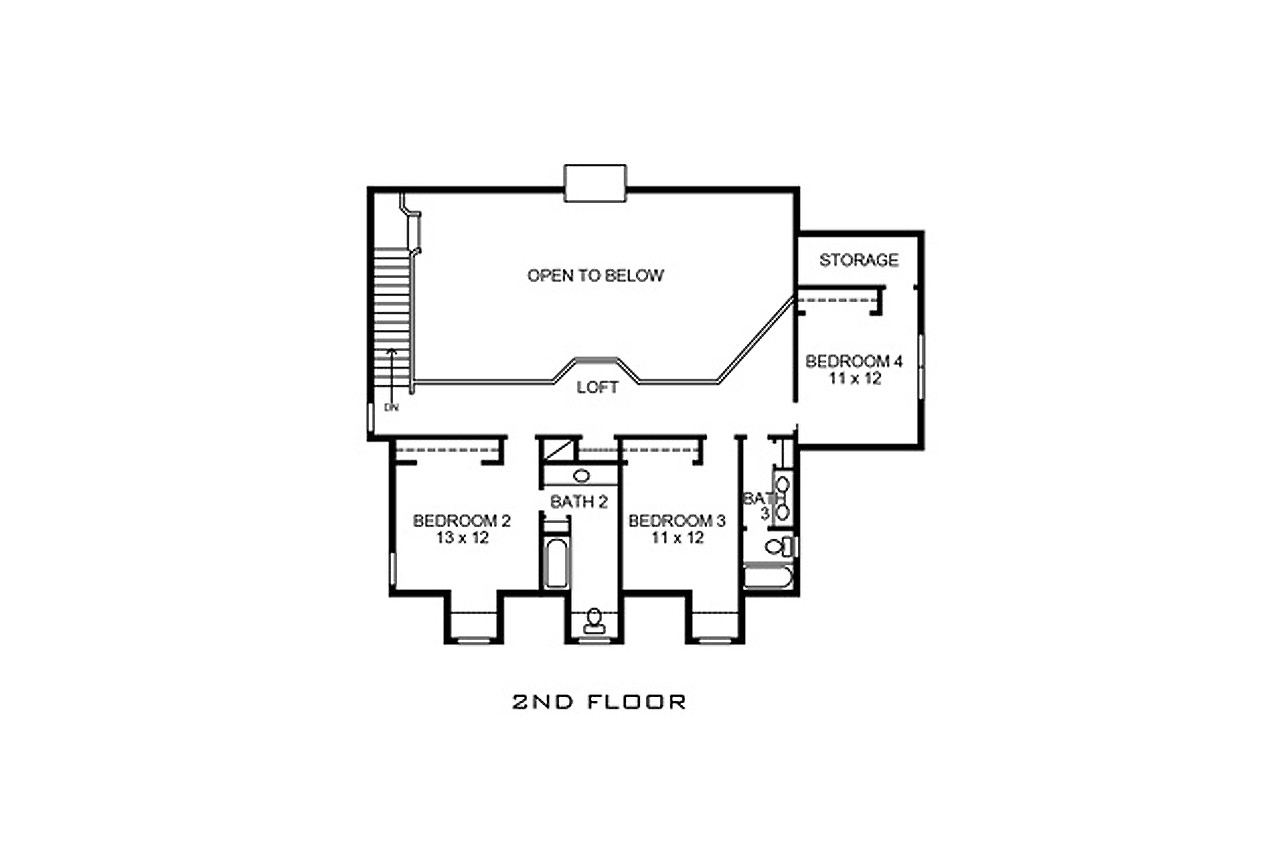 Secondary Image - Country House Plan - Kerville 44710 - 2nd Floor Plan