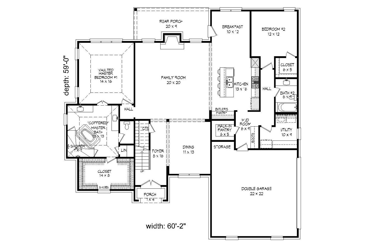 Southern House Plan - Whitetail 44842 - 1st Floor Plan