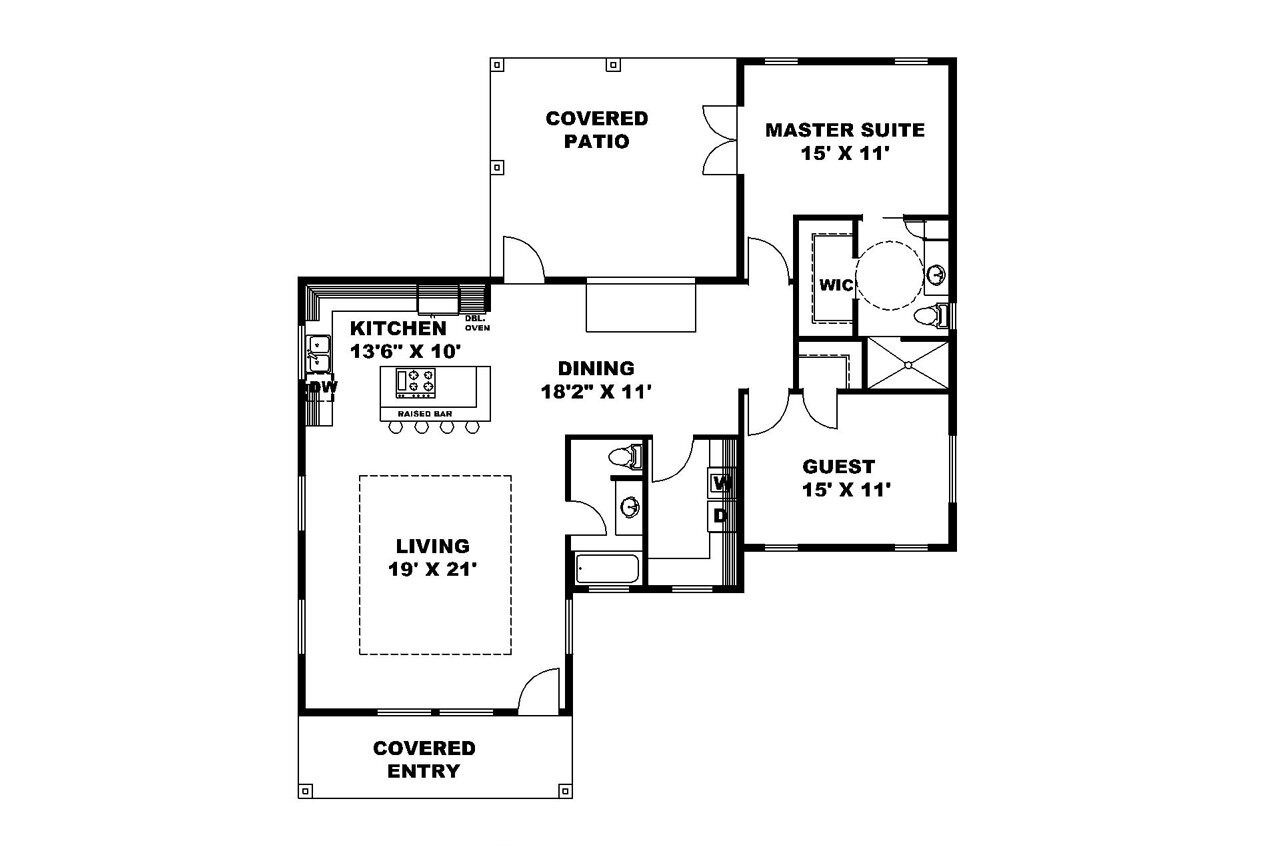 Contemporary House Plan - 44897 - 1st Floor Plan