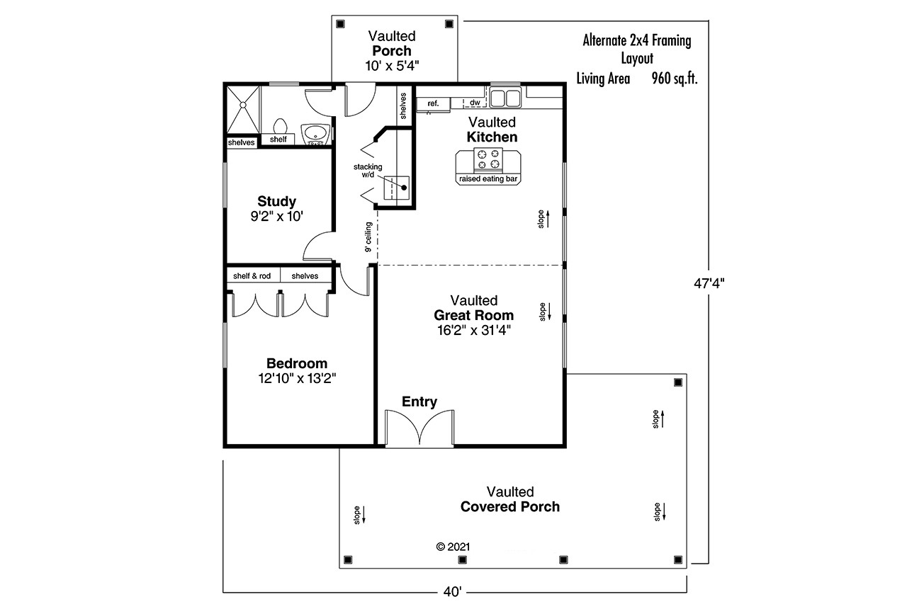 Bungalow House Plan - Kent 45046 - Optional Floor Plan