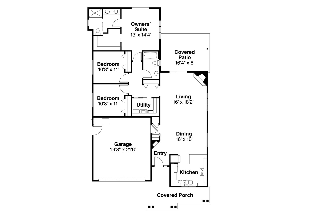 Cottage House Plan - Caspian 45189 - 1st Floor Plan