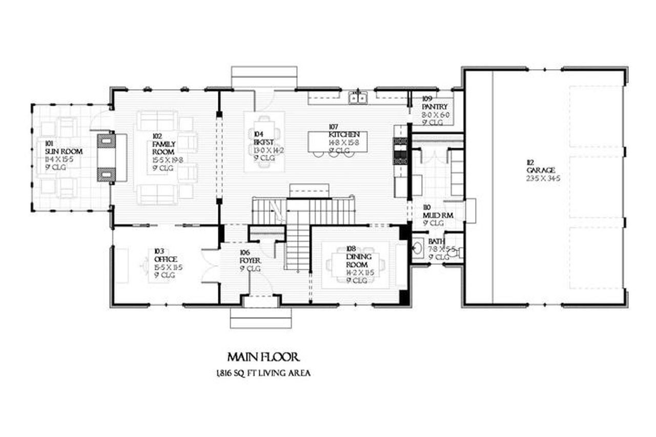 European House Plan - San Lu Rae 45301 - 1st Floor Plan