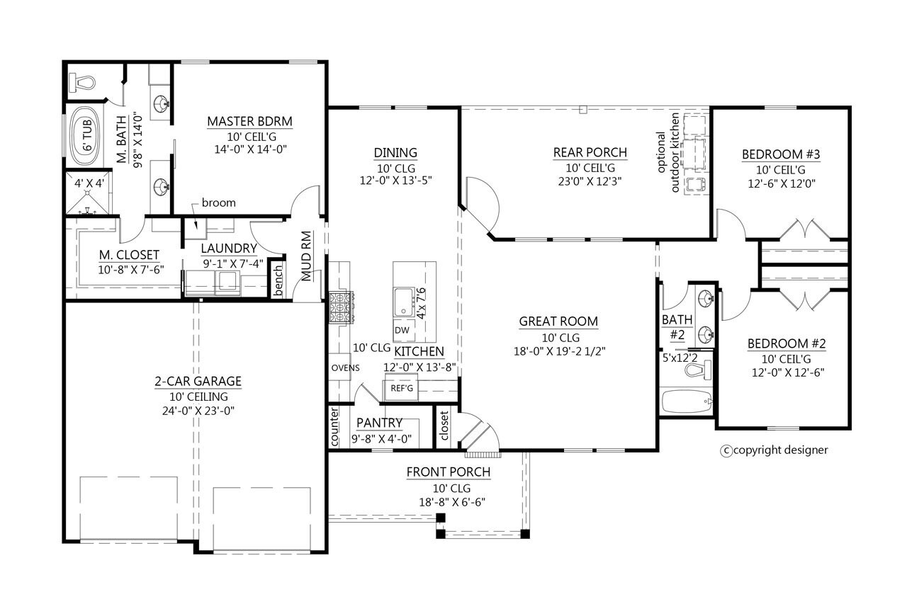 Farmhouse House Plan - Little Creek 45524 - 1st Floor Plan
